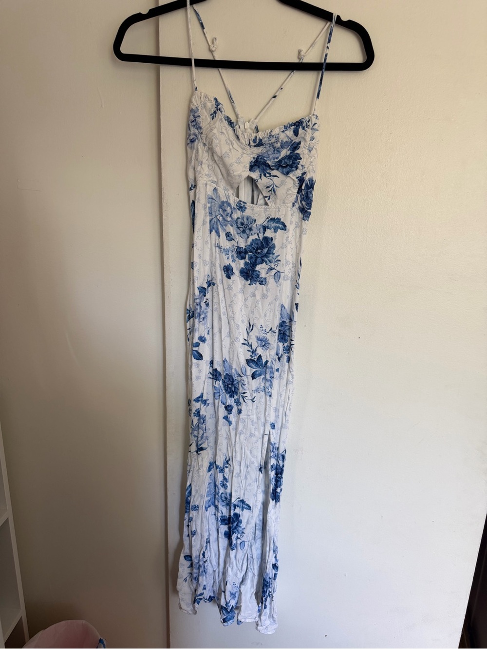 Zara White Dress with Blue Floral Print